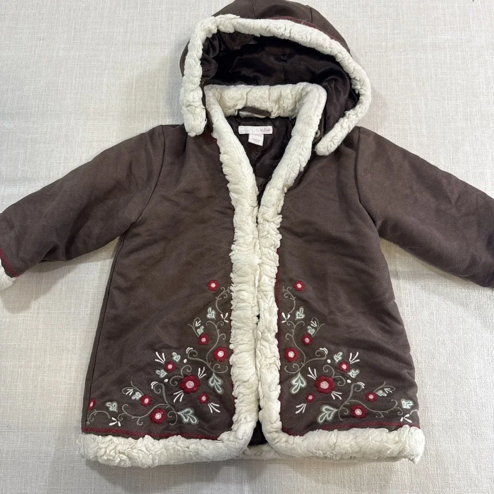 Phoebe Buffay Inspired Baby Faux Suede Coat 12–18M Brown Sherpa Trim Cottagecore